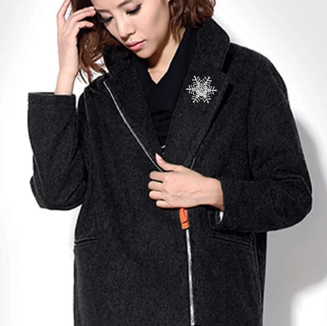 Женская брошь корейский Серебряный Color Милая Снежинка булавка со стразами для