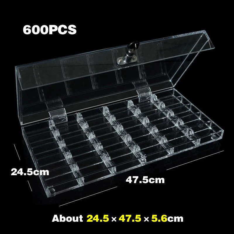JIESITE 500/600 шт Акриловые покерные лоток для чипсов/коробка/Чехол прозрачная коробка