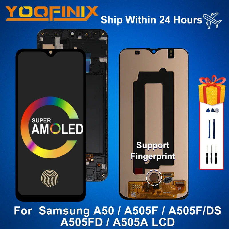 

Super AMOLED For Samsung Galaxy A50 LCD A505 SM-A505FN/DS A505F/DS Display Digitizer Replacement Parts For Samsung A505F LCD