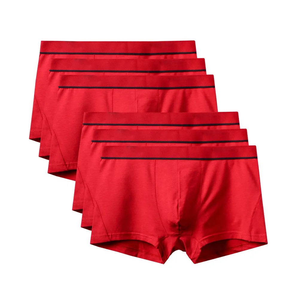 6Pcs A0582 Red 6 шт./лот, новинка, высокое качество, Mr трусы, модные, сексуальные, брендовые, U выпуклые трусы, мужские, размера плюс, боксеры, шорты, большой размер, нижнее белье - Цвет: 6Pcs A0582 Red