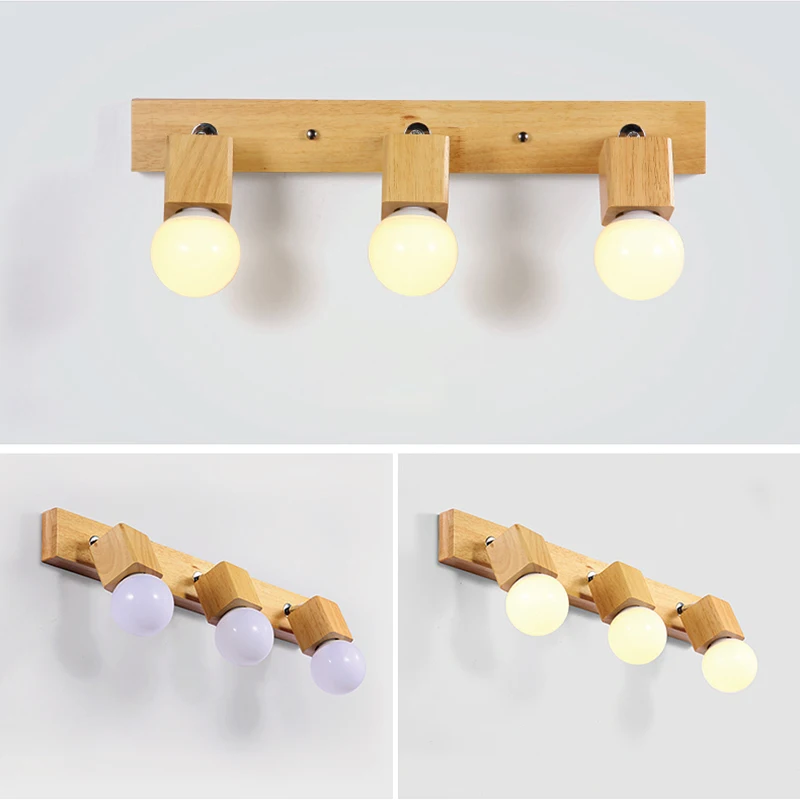 Современный настенный светильник деревянный светодиодный зеркальный передний