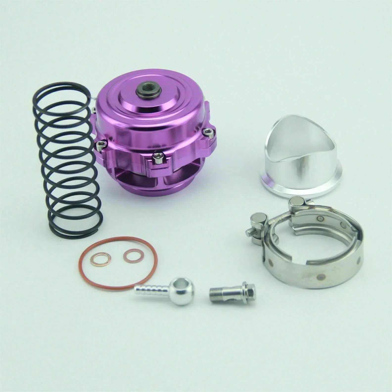 

Purple 50mm V Band Blow Off Valve BOV With Weld On Flange Spring Aluminum Blow Off Valve Adapter Kit Car Accessories