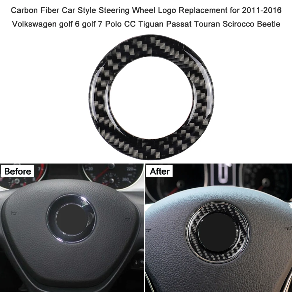 Автомобильный стиль из углеродного волокна логотип на руль для Volkswagen Golf 6 golf 7 Polo CC