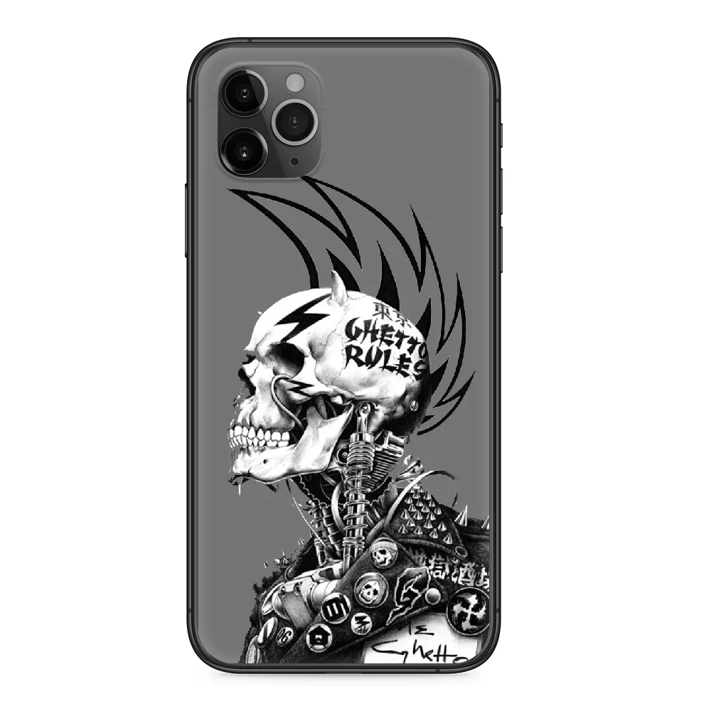 Жесткий чехол для телефона в стиле панк-рок iphone 4 4s 5 5S SE 5C 6 6S 7 8 plus X XS XR 11 PRO MAX 2020 black