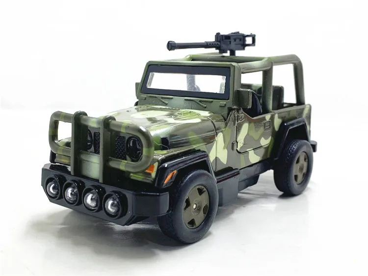 

Military Jeep with Machine Gun Vehicle Alloy Car Model Pull Back Sound and Light Boxed Children's Toy