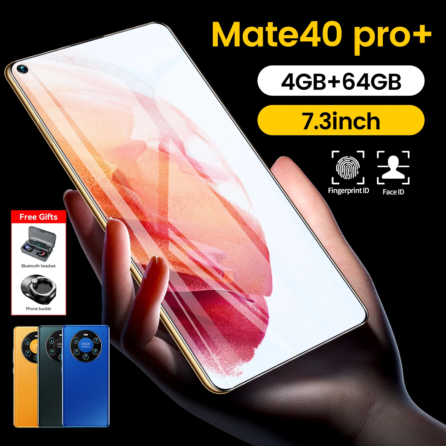 

Global Version 7.3 Inch Screen 5G Smartphone with 12GB+512GB Large Memory for Huawei Mate 40 Pro+ Cellphone Samsung Mobile Phone