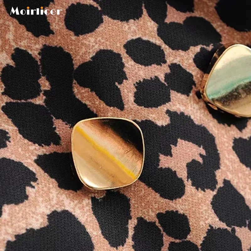 Женский блейзер с леопардовым принтом Повседневная Верхняя одежда карманами и