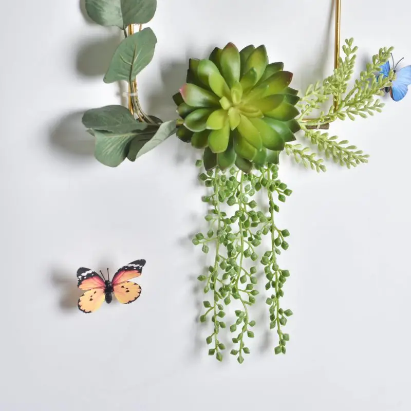 Искусственный пластиковый мясистый Железный венок скандинавский