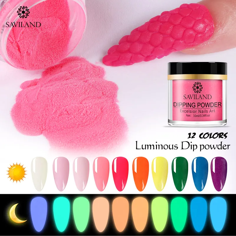 SAVILAND Светящийся лак для ногтей окунающий порошок наращивание геля светится в