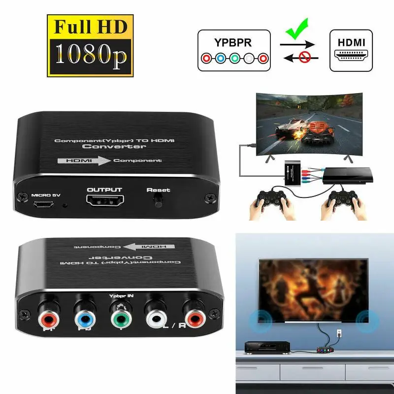 

YPbPr a HDMI-adaptador compatible con 4K 60Hz, convertidor de Audio y video para DVD PSP Xbox PS2 a Monitor HDTV 5RCA RGB a HDMI