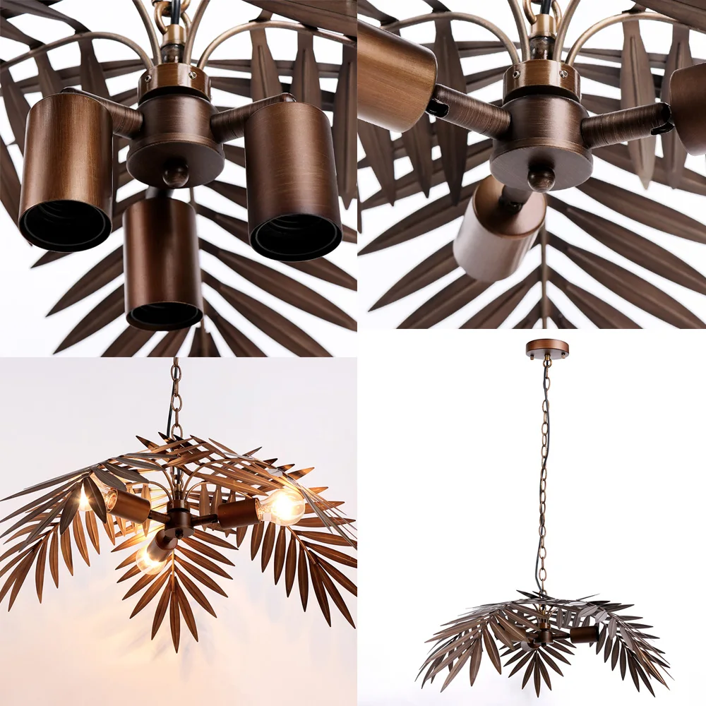 Lámpara colgante de metal con diseño de árbol de coco E26/E27, moderna, Retro, ajustable, para pasillo, cafetería, bar, iluminación de decoración de interiores