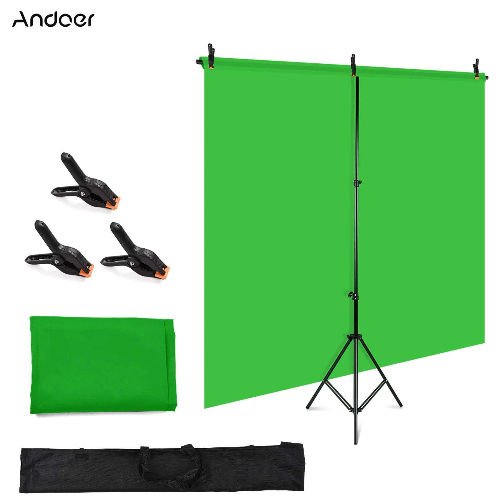 

1,5*2 м/5*7 футов набор для фотосъемки с зеленым экраном с регулируемой Т-образной подставкой для фона с 3 зажимами для фона
