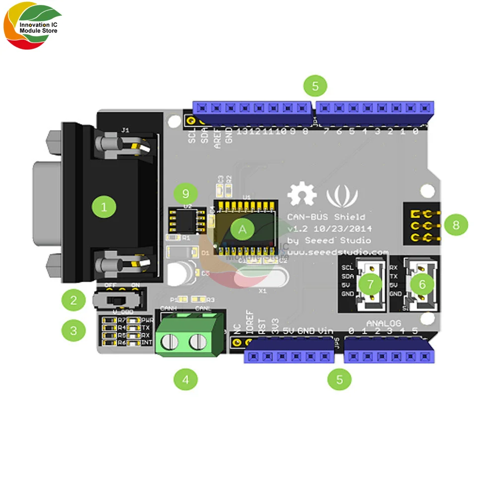 Плата контроллера CAN-BUS Shield V2 I2C UART модуль приемопередатчика MCP2515 mcp2551 совместима с