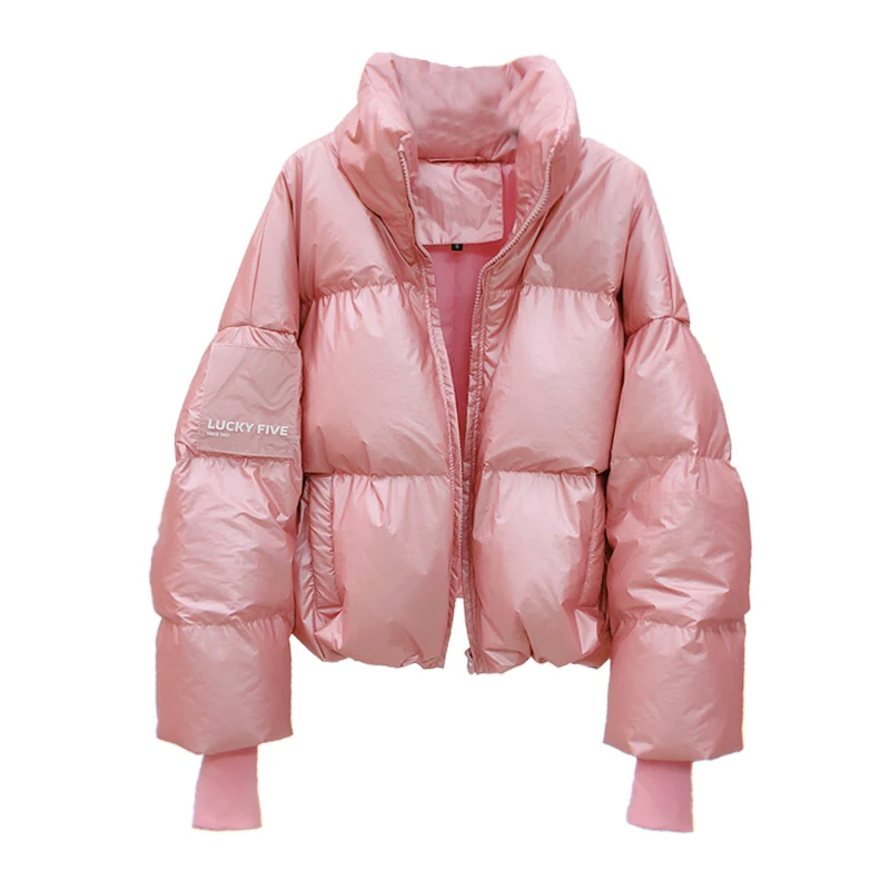 Зимняя Глянцевая парка 2019 женское водонепроницаемое пальто куртка с вышивкой