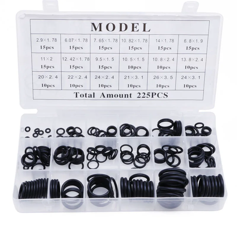 

New 225x Seal O-ring R22 R134a Air Conditioning O-Ring Rubber Washer Assortment