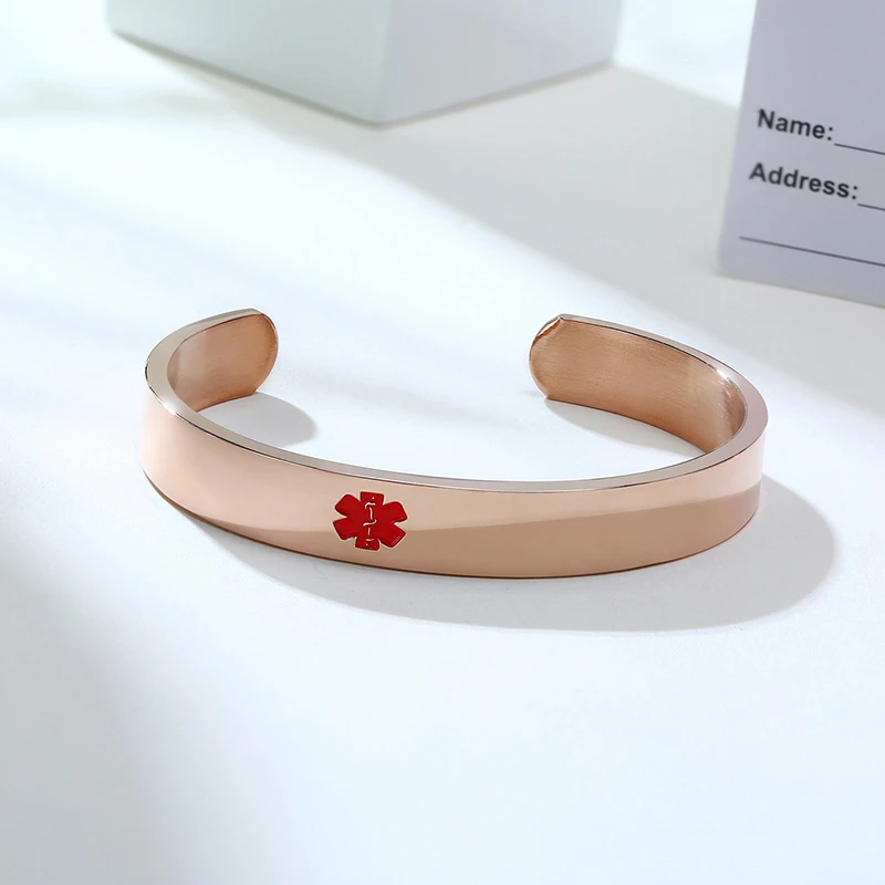Medical Alert Cuff Bracelets Customize TYPE 1 DIABETES SOS Open Bangles Stainless Steel Women Man Personalized Jewelry | Украшения и