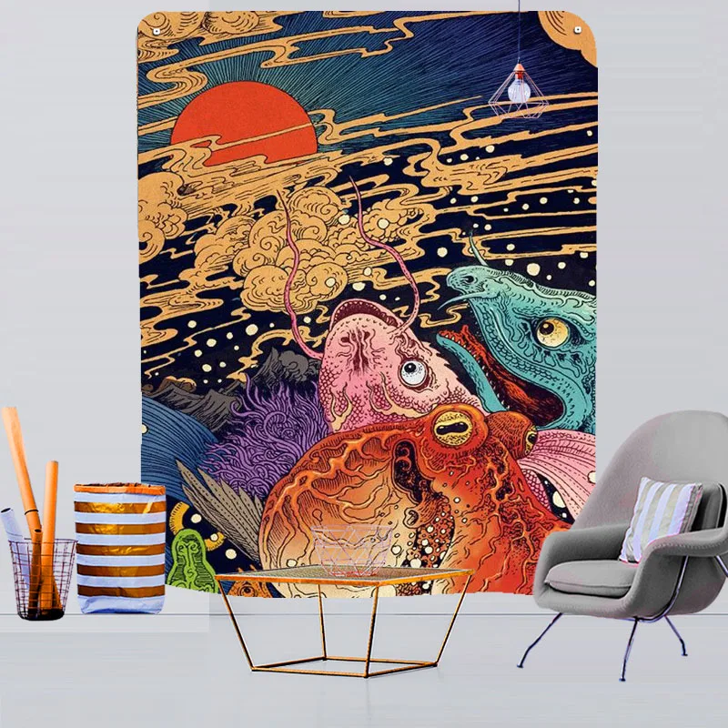 

Japanese style tapestry abstract painting cultural portrait wall hippie mandala tapestry landscape wall hanging carpet cheap lar