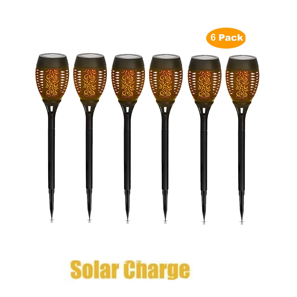 

6 pcs Outdoor Led Solar Lights Flickering Dancing Flame Torch Solar Lighting Waterproof Lamp For Garden Decoration Landscape Law