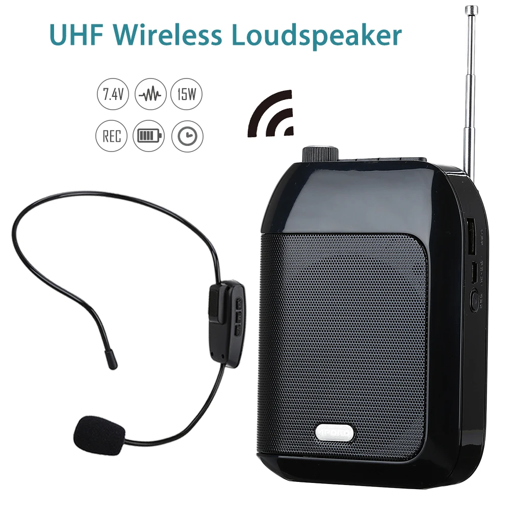 

APORO T9 Megaphone Portable UHF Wireless Speaker 15W Cordless Voice Amplifier Loudspeaker 7.4V Lautsprecher FM Radio