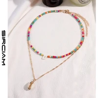 candy initial shell letters beaded necklace for women natural stone bead choker diy name necklaces layered charm sweet jewelry