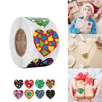 500pcsroll heart shaped sticker labels love heart stickers valentines stickers for package wedding decoration stationery