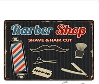 retro style barber shop shave hair cut metal sign tin poster home decor bar wall art