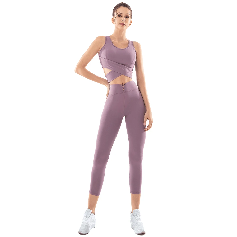 

Sport Bra and Leggings Set Push Up High Waist Nylon Stretch Yoga Clothing Female Gym Suit Jogging Femme Fitness Suit For Women