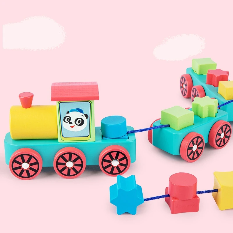 

Children's Wooden Toys Stacking Train Toy Building Block Shape Color Cognitive Thinking Logic Training Toy Train Kid Toy