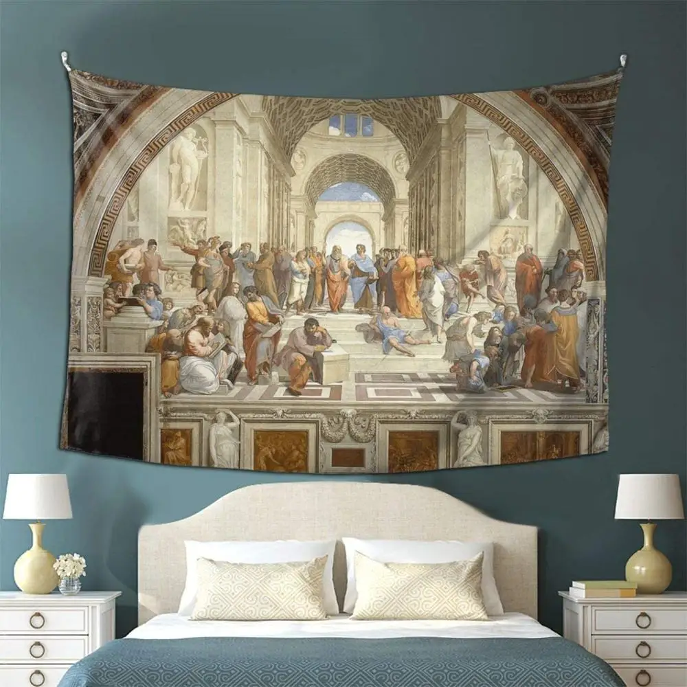 

The School of Athens Italian Renaissance Raphael Art Tapestry Party Decoration Banner Garland Event Banner and Home Decoration