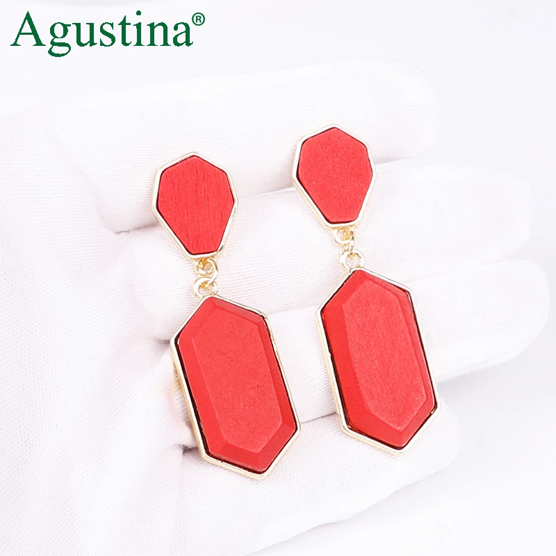 Женские деревянные серьги Agustina маленькие геометрические в стиле бохо массивное