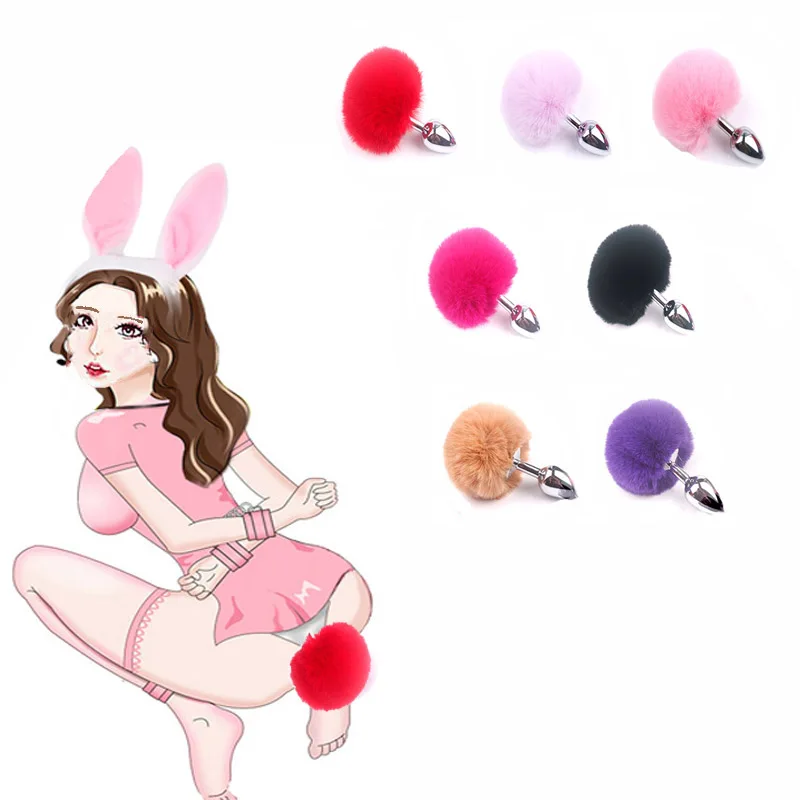 Кролик хвост Анальная пробка металлический анальная анальные интимные игрушки