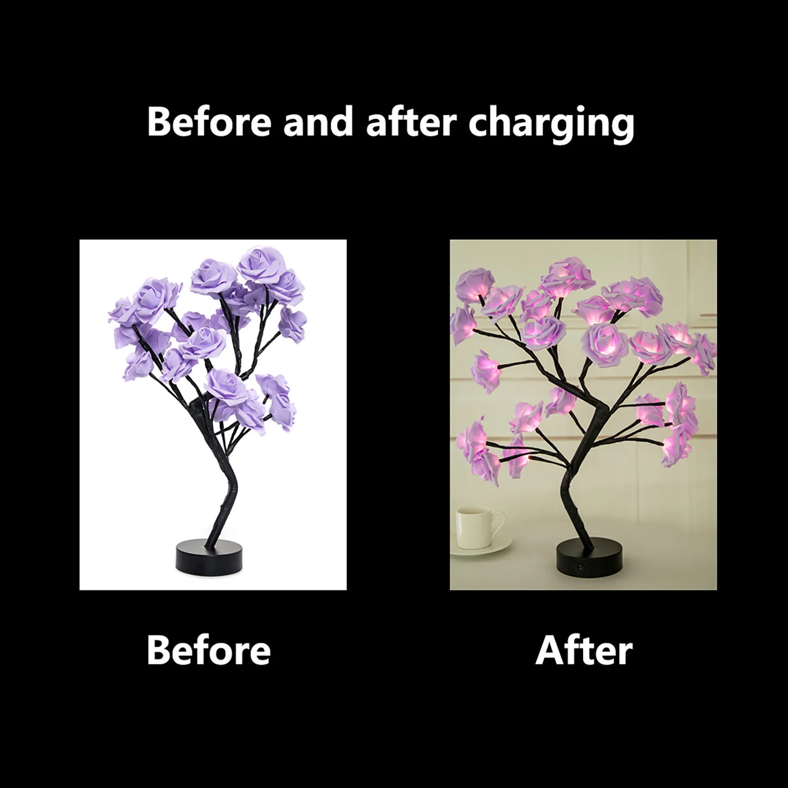 

aesthetic Fun Glowing Toys Beautiful Rose Bouquet LED Tree Table Lamp Lights Party Wedding Home Decor Gift Home AccessoriesGift