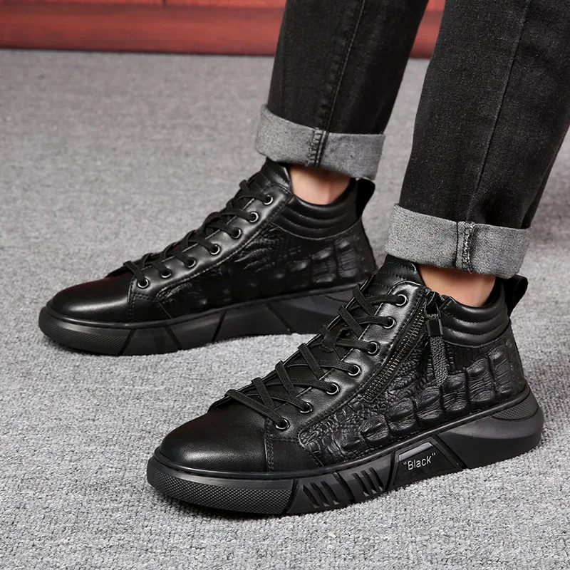 Harga Sepatu Kulit Musim Gugur 2021 Untuk Pria Sneakers Kasual Hitam Sepatu Jalan Pria Pemakaian Keras Sneakers Kulit Pemuda Kualitas Terbaik