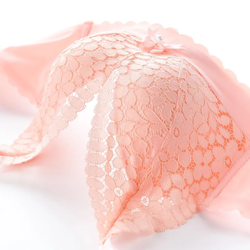 

Lingerie women without underwire sexy lace deep V gathered bra comfortable back bra