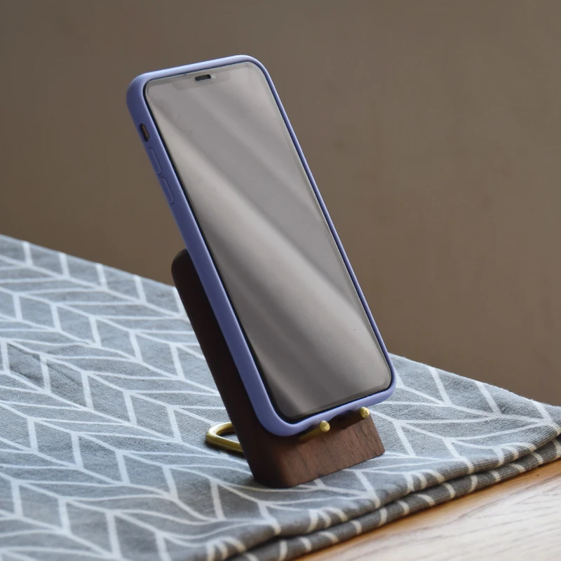 

Brass Phone Holder Walnut Desktop Decor Handmade Storage Holder