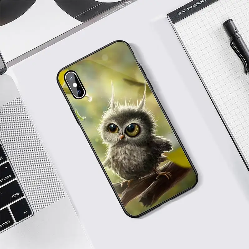 

Animal Cute Cartoon Owl Phone Case Tempered glass For iphone 5C 6 6S 7 8 plus X XS XR 11 PRO MAX