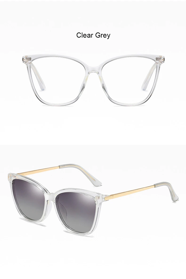 2 In 1 Set Polarized Clip On Sunglasses For Women Men Retro Luxury CatEye Anti Blue Light Glasses Frame Magnetic Driving Eyewear square sunglasses