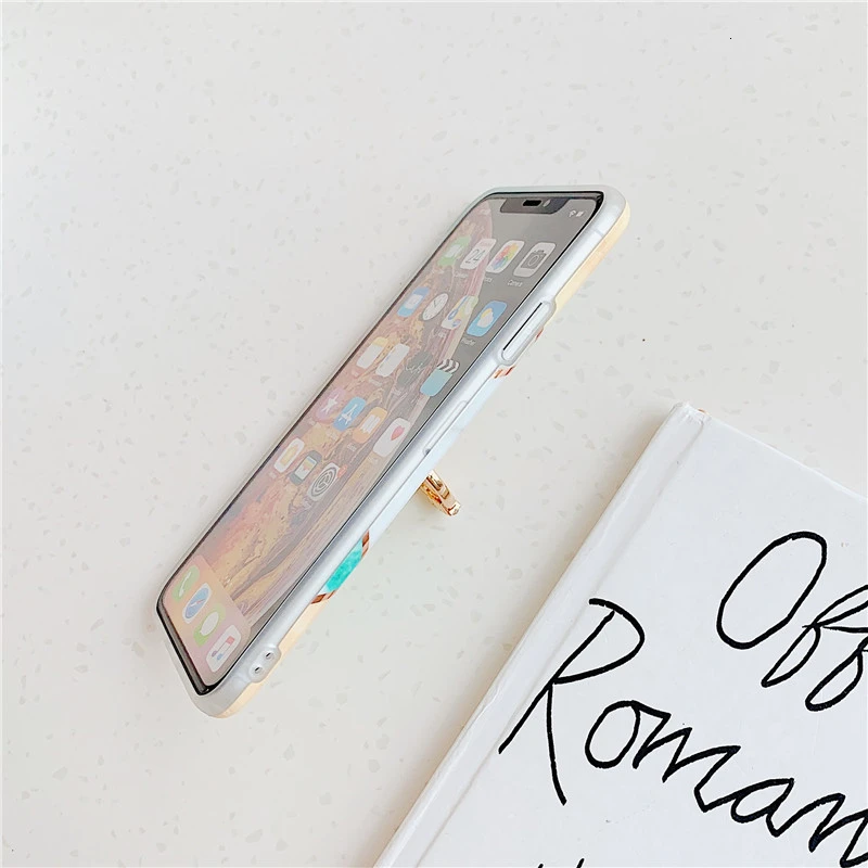 Fashion Geometric Marble+Ring bracket Phone Case For iPhone 11 pro max XR XS MAX 7 8 6 6s Plus X Electroplated Soft Cover cases |