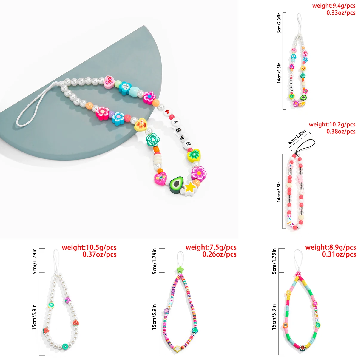 

Lacteo 2021 INS Fashion Trendy Candy Rainbow Mobile Phone Chains Colorful Flower Love Fruits Phone Chain Strap Lanyard Jewelry