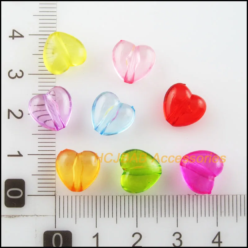 100 шт. прозрачные Смешанные акриловые бусины-разделители в форме сердца 10 х10 5 мм |