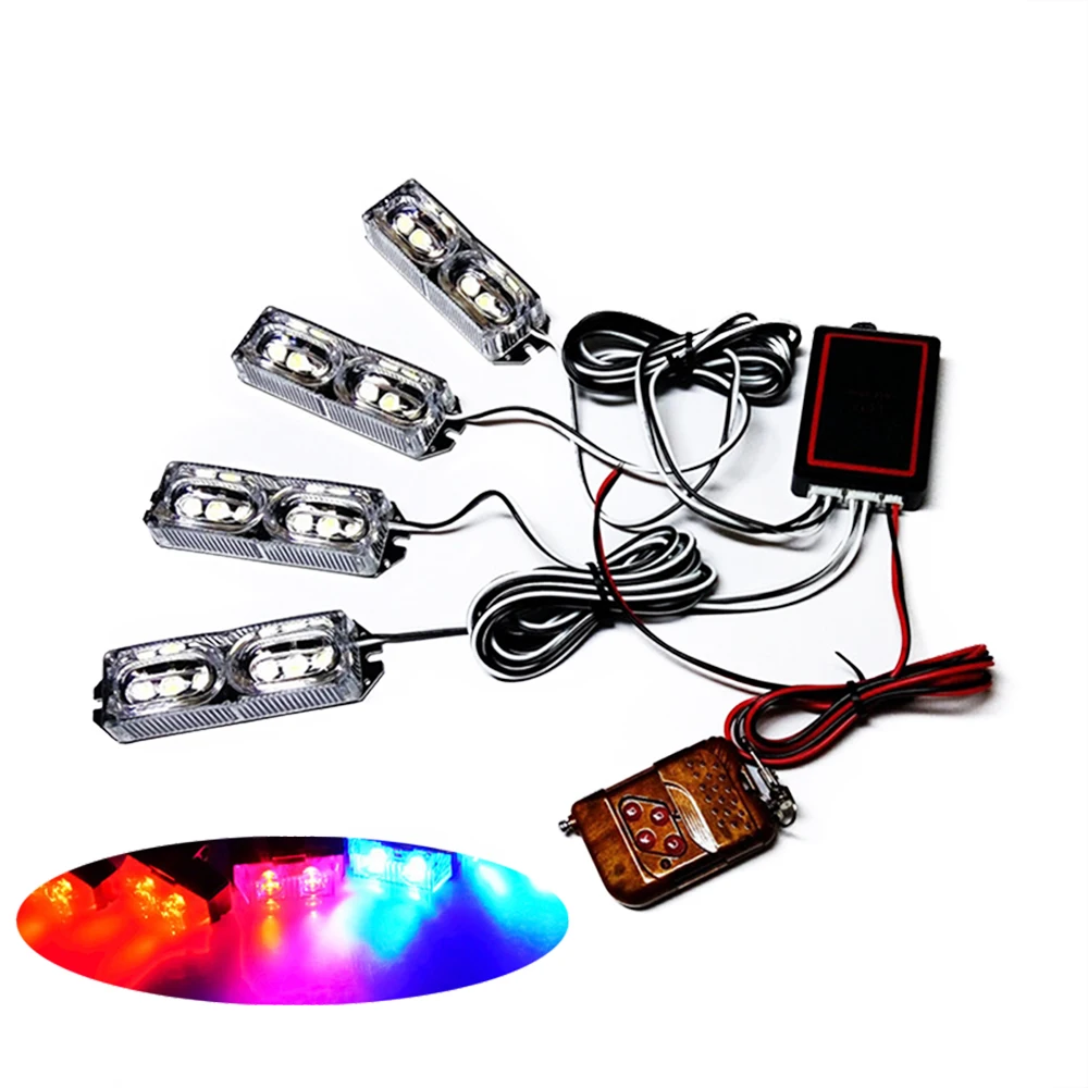 HEHEMM 4 X 6 LED Strobe Warning Light Car Flash Lamp for Emergency Vehicles 24W Red Blue | Автомобили и мотоциклы