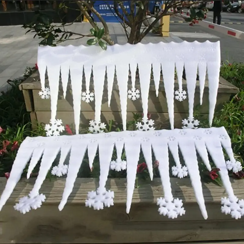 2pcs/lot Artifical White Snowflake Snow Ice Strip Xmas Decor Ornament Party Window Christmas Overvalue Flake Decoration | Дом и сад