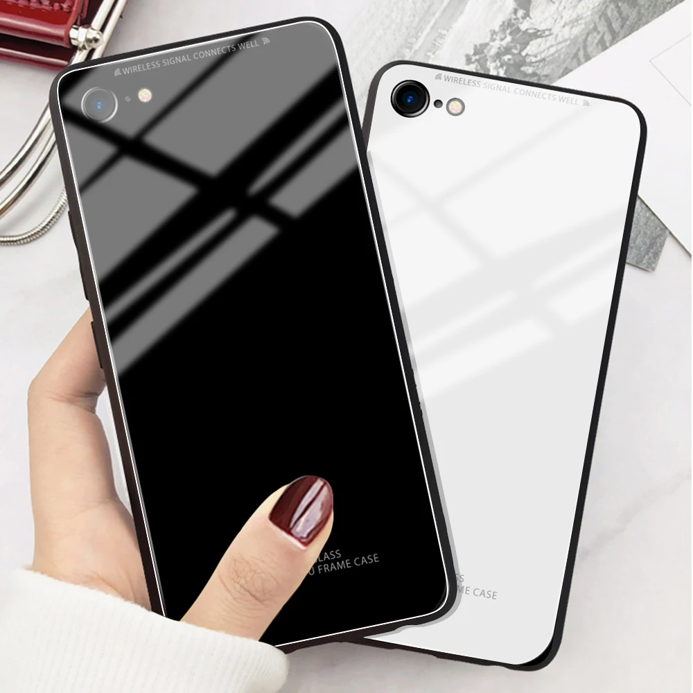 Чехол для iphone 7 8 Plus 6 6S Роскошный прозрачный чехол из закаленного стекла бампер X