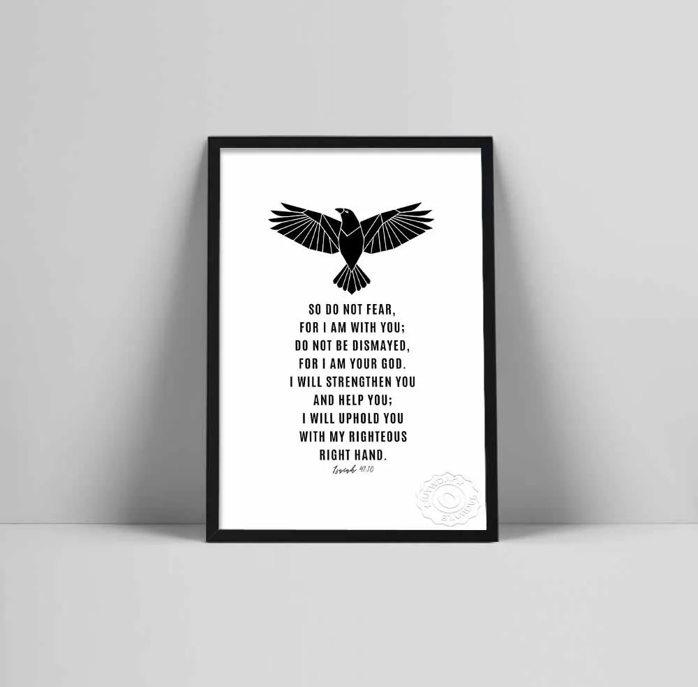 

Scripture Wall Art Of Bible Verse Isaiah 41:10 NIV, Geometric Eagle Print For Your Christian Home Decor, Printable Bible Quote