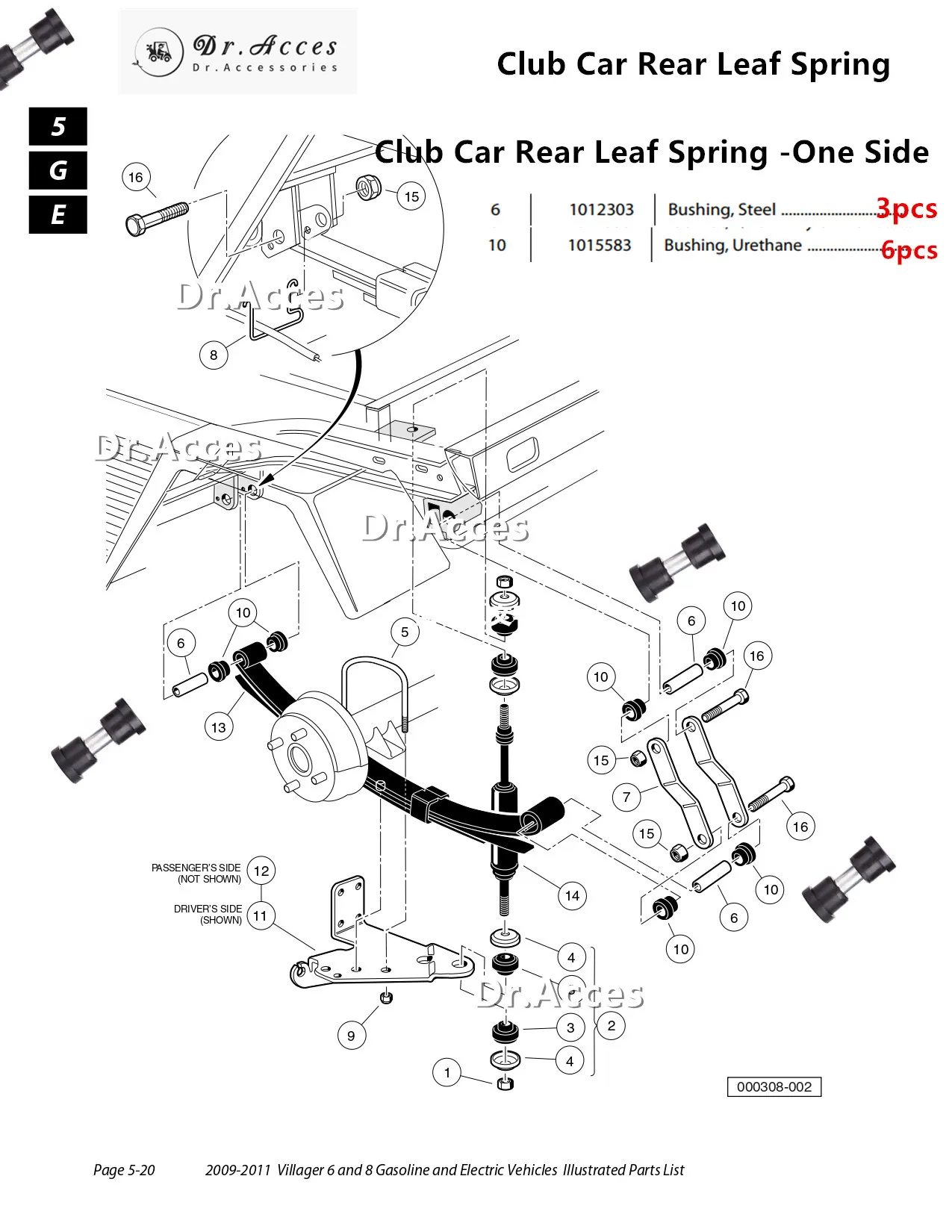 Club автомобиль DS Задняя листовая пружина для клубного автомобиля Гольф кар 1992 +
