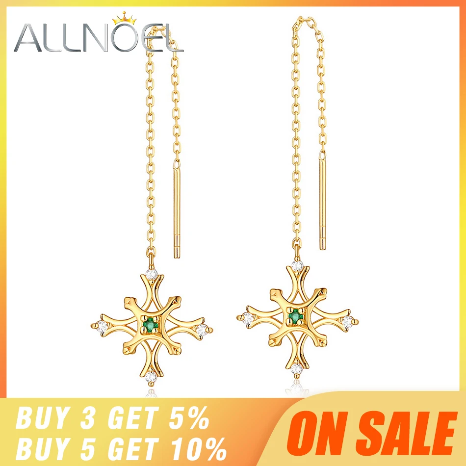 ALLNOEL сплошной 925 пробы Серебряные серьги для Для женщин 100% натуральный изумруд