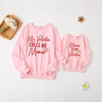 valentines day print mommy and me clothes mother daughter family matching outfits women girls cotton tops mom mama sweatshirt