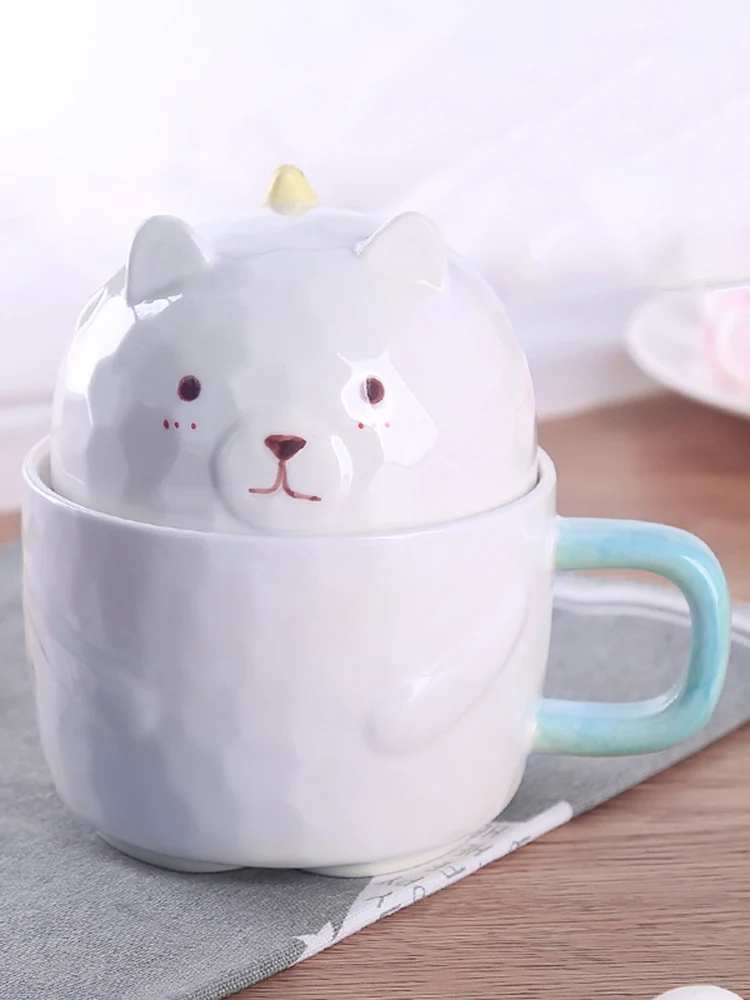 

Cute Cartoon Mug Breakfast Milk travel Ceramic Coffee Water Nordic Mug Creative Reusable Kubek Do Kawy Bar Supplies DL50MK