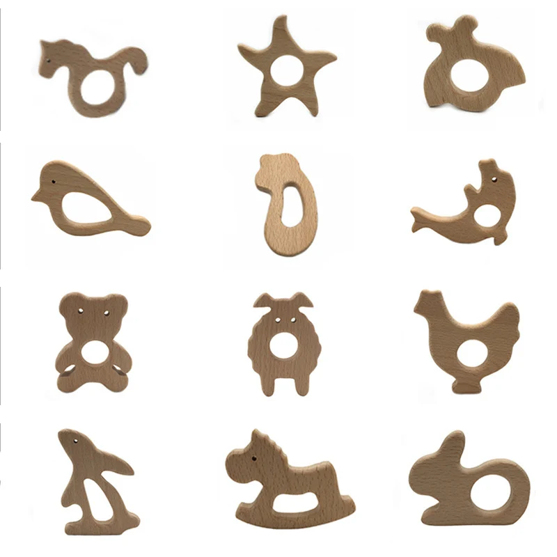 Детский деревянный Прорезыватель для зубов пищевой класс деревянное ожерелье