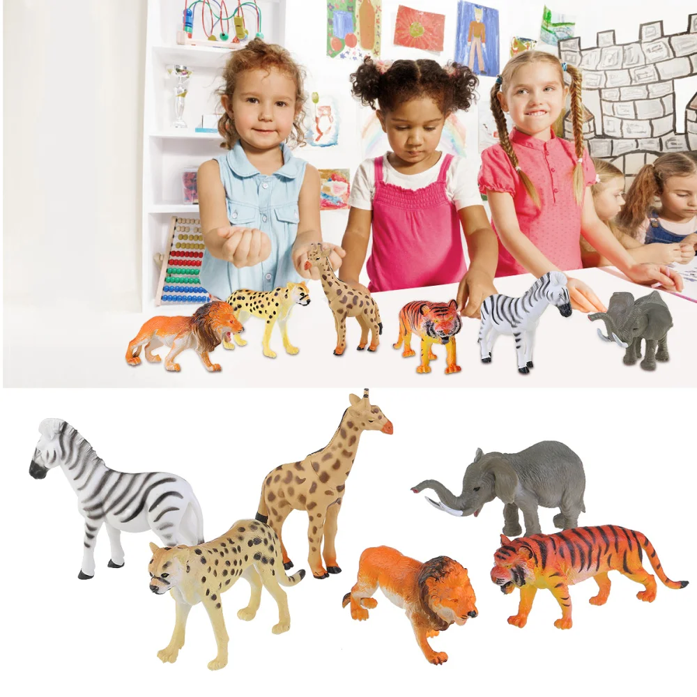 

NUOLUX 6pcs Model Tiger Leopard Lion Giraffe Zebra Elephant Wild Animals